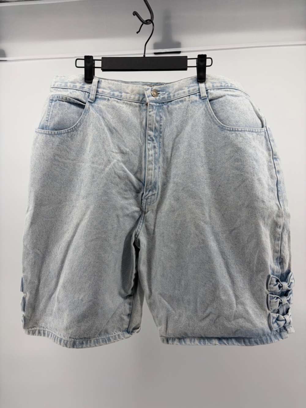 Vintage Stefano 80s Bows Acid Wash Jean Shorts High Rise Women’s Tag Size 24